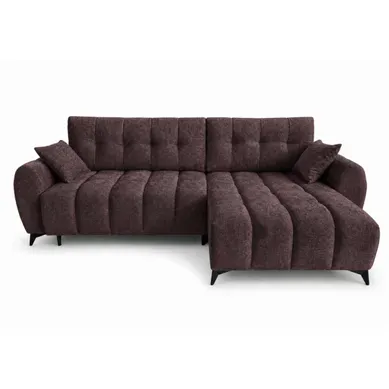Canapé D'angle Réversible 5 Places Cervo XL Convertible En Tissu Doux Et Délicat - Brun Chocolat