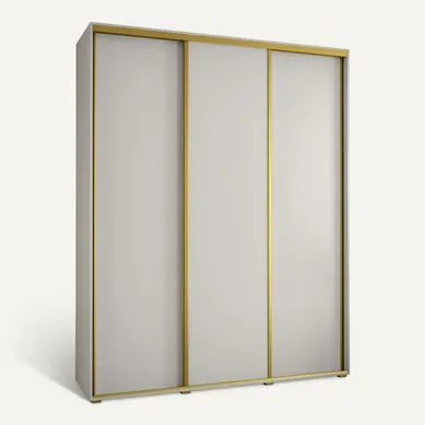 Armoire Davos 1 À Portes Coulissantes 200x45x235.5 Cm - 3 Portes - Blanc Et Or
