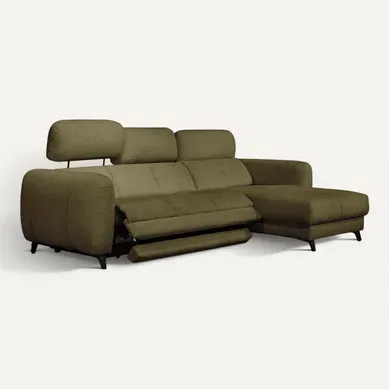 Sven Canapé D'angle Droit 3 Places, Relax Xl, Appuis-tête Réglables; Vert Olive