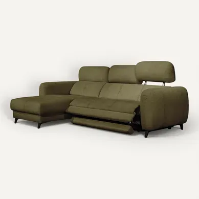 Sven Canapé D'angle Gauche 3 Pl, Relax Xl, Têtières Réglables ; Vert Olive