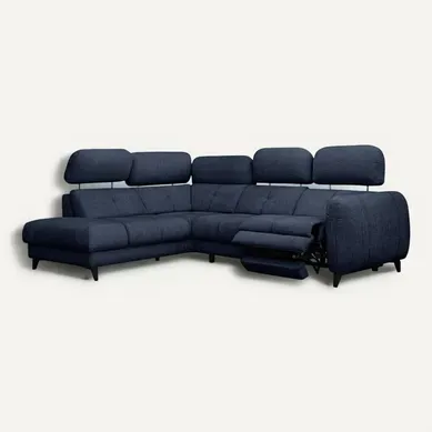 Sven Canapé D’angle 4 Places, 1 Relax, Appuie-tête Réglables, Bleu Marine Sven Canapé D’angle 4 Places, 1 Relax, Appuie-tête Réglables, Bleu Marine