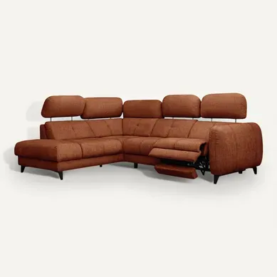 Sven Canapé D’angle 4 Places, 1 Relax, Appuie-tête Réglables, Orange Foncé Sven Canapé D’angle 4 Places, 1 Relax, Appuie-tête Réglables, Orange Foncé