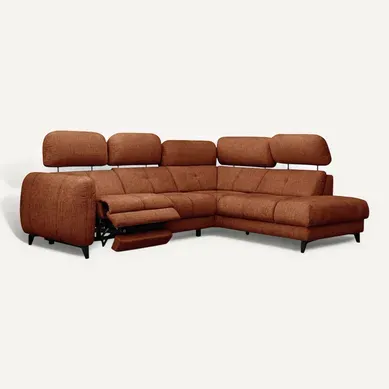 Sven Canapé D’angle 4 Places, 1 Relax, Appuie-tête Réglables, Orange Foncé Sven Canapé D’angle 4 Places, 1 Relax, Appuie-tête Réglables, Orange Foncé