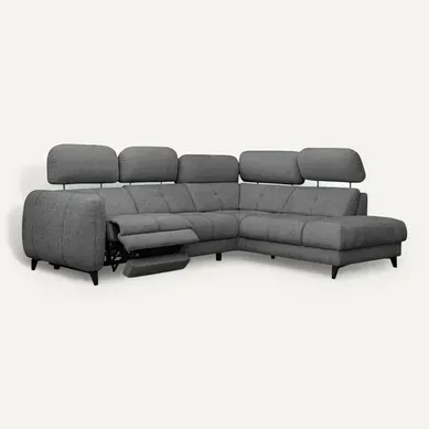 Sven Canapé D’angle 4 Places, 1 Relax, Appuie-tête Réglables, Gris Foncé Sven Canapé D’angle 4 Places, 1 Relax, Appuie-tête Réglables, Gris Foncé