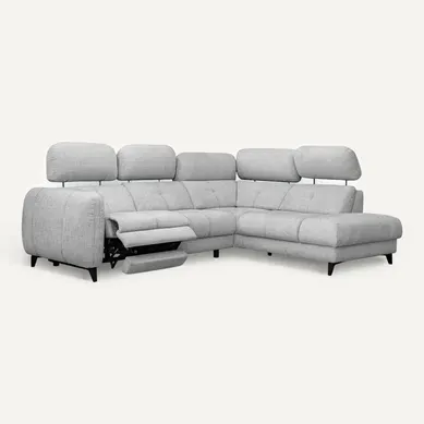 Sven Canapé D’angle 4 Places, 1 Relax, Appuie-tête Réglables, Gris Clair Sven Canapé D’angle 4 Places, 1 Relax, Appuie-tête Réglables, Gris Clair