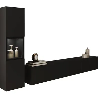 Meuble Mural Brela I Noir, Ensemble De 2 Pièces