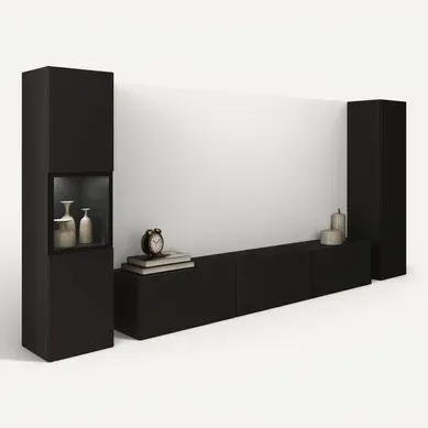 Meuble Mural Brela Iii Noir, Ensemble De 3 Pièces