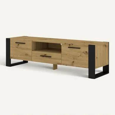 Meuble TV Bas 160 Cm Couleur Chêne Artisan Nuka Commode TV Hi-fi Table Meuble TV Bas 160 Cm Couleur Chêne Artisan Nuka Commode TV Hi-fi Table