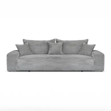 Canapé Convertible Avec Coffre Velours Côtelé Gris Clair Cordo