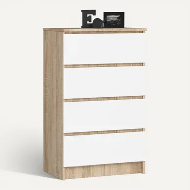 Commode K60 Chêne Sonoma 60 Cm 4 Tiroirs Façade Blanche 60x40x99 Cm Commode K60 Chêne Sonoma 60 Cm 4 Tiroirs Façade Blanche 60x40x99 Cm