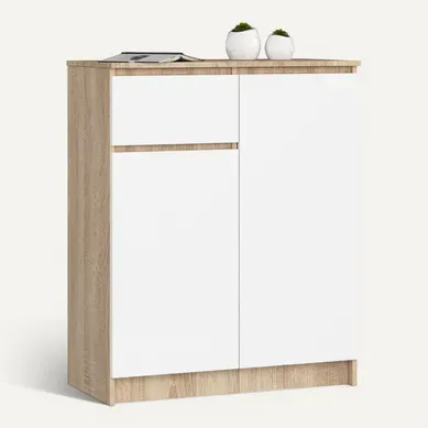 Commode Akord K80 Chêne Sonoma 80 Cm 2 Portes 1 Tiroir Façade Blanche 4 étagères 80x40x99 Cm Commode Akord K80 Chêne Sonoma 80 Cm 2 Portes 1 Tiroir Façade Blanche 4 étagères 80x40x99 Cm