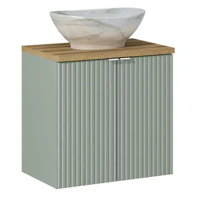 Ensemble Meuble 60 Cm Avec Plan Vasque Et Vasque à Poser Pati, Couleur Verte Ensemble Meuble 60 Cm Avec Plan Vasque Et Vasque à Poser Pati, Couleur Verte