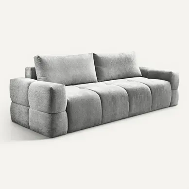 Canapé 3 places convertible FLOCCA tissu gris vue 3/4