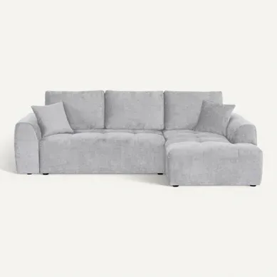 Canapé d'angle méridienne AUBE droit convertible gris clair Canapé d'angle méridienne AUBE droit convertible gris clair vue de face