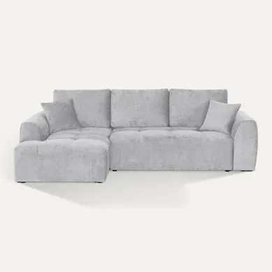 Canapé d'angle méridienne AUBE gauche convertible gris clair Canapé d'angle méridienne AUBE gauche convertible gris clair vue de face