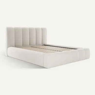 Lit coffre 160x200 cm velours beige ENOVIA vue 3/4