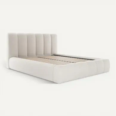 Lit coffre 180x200 cm velours beige ENOVIA vue 3/4