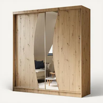 Armoire VOX II 200 cm – 2 Portes Coulissantes Avec Miroir Et 2 Tiroirs – Chêne Artisan Armoire VOX II 200 cm – 2 Portes Coulissantes Avec Miroir Et 2 Tiroirs – Chêne Artisan