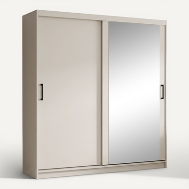 Armoire HELA - Armoire à Portes Coulissantes Avec Porte Miroir - Cachemire 180 cm - 2 Portes Armoire HELA - Armoire à Portes Coulissantes Avec Porte Miroir - Cachemire 180 cm - 2 Portes