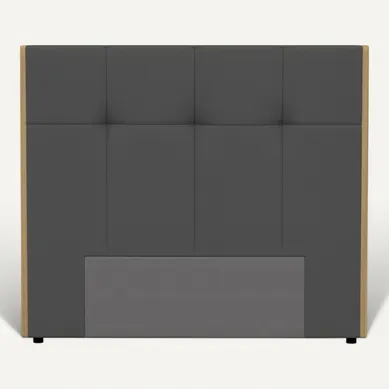 Tête de lit PU L.140 cm CLOE gris et imitation bois Tête de lit PU L.140 cm CLOE gris et imitation bois vue de face