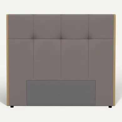 Tête de lit PU L.140 cm CLOE taupe et imitation bois Tête de lit PU L.140 cm CLOE taupe et imitation bois vue de face