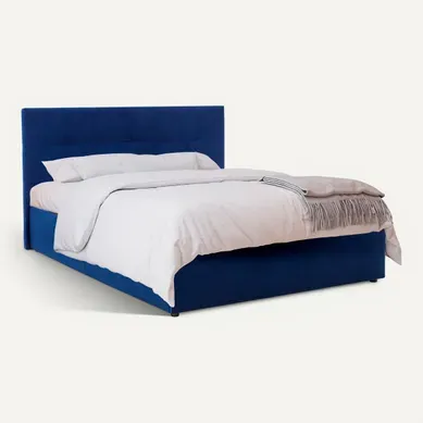 Lit coffre 160x200 cm JAPP 3 velours marine vue 3/4