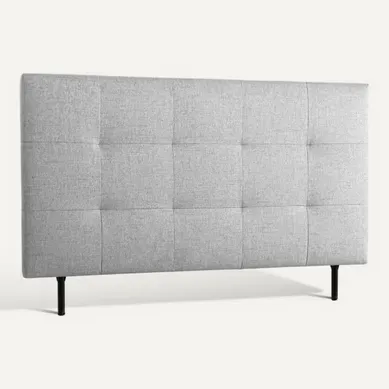 Tête de lit tissu L. 140 cm KARTY gris vue de face