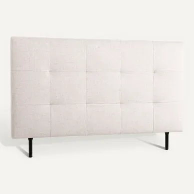 Tête de lit tissu L. 140 cm KARTY beige Tête de lit tissu L. 140 cm KARTY beige vue de face