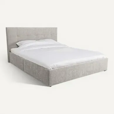 Lit coffre 160x200 cm JAPP 3 tissu gris vue 3/4