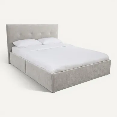 Lit coffre 140x190 cm JAPP 3 tissu gris vue 3/4