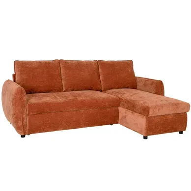 Canapé d'angle convertible méridienne réversible REGGIE tissu terra cotta Canapé d'angle convertible méridienne réversible REGGIE tissu terra cotta vue 3/4