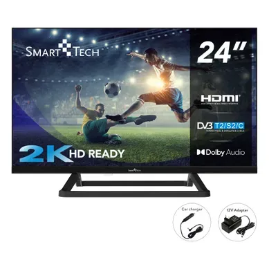 TV LED 24" (60cm) HD Triple Tuner Dolby Audio HDMI USB - Chargeur 12 V - 24hn01v3ca