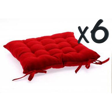 Lot De 6 Coussins De Chaise En Coton Bordeaux, 38 X 38 Cm Lot De 6 Coussins De Chaise En Coton Bordeaux, 38 X 38 Cm