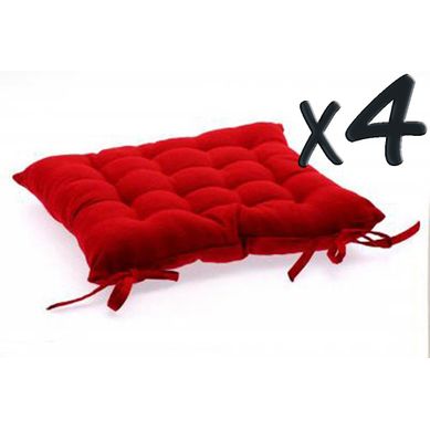 Lot De 4 Coussins De Chaise En Coton Bordeaux, 38 X 38 Cm Lot De 4 Coussins De Chaise En Coton Bordeaux, 38 X 38 Cm