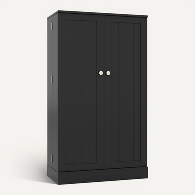 Buffet Cuisine Armoire De Cuisine Avec Portes et Étagères Réglables Kit Anti-basculement Noir Buffet Cuisine Armoire De Cuisine Avec Portes et Étagères Réglables Kit Anti-basculement Noir
