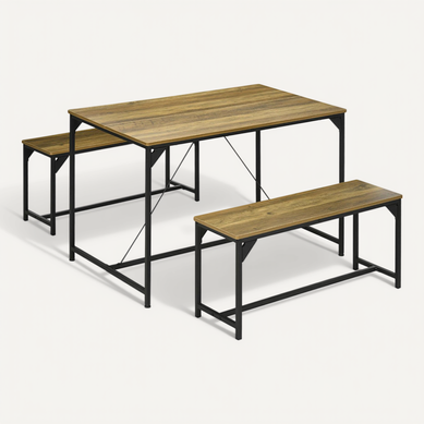 Le Salon De Jardin Comprend Deux Bancs à Structure En Acier Pouvant Accueillir Quatre Personnes. Le Salon De Jardin Comprend Deux Bancs à Structure En Acier Pouvant Accueillir Quatre Personnes.