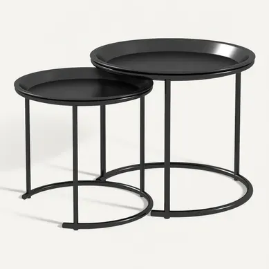 Lot De 2 Tables Basses Rondes Gigognes Plateaux Amovibles En Acier 43 Et 35 Cm Noir Lot De 2 Tables Basses Rondes Gigognes Plateaux Amovibles En Acier 43 Et 35 Cm Noir