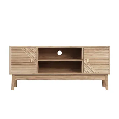 Meuble TV 110x40x48cm, Style Mid Century, Console Chene, Rangement Ferme, TV 45 Pouces, Chêne Meuble TV 110x40x48cm, Style Mid Century, Console Chene, Rangement Ferme, TV 45 Pouces, Chêne