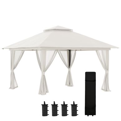 Tonnelle Barnum De Jardin Pop-up Pliant Double Toit Anti Uv 50+ Avec Moustiquaires 3,9x3,9m Blanc Tonnelle Barnum De Jardin Pop-up Pliant Double Toit Anti Uv 50+ Avec Moustiquaires 3,9x3,9m Blanc