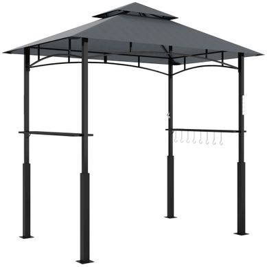 Tonnelle De Barbecue à 2 Niveaux Auvent De Réception Avec Lumière 617x375x629cm Gris Foncé