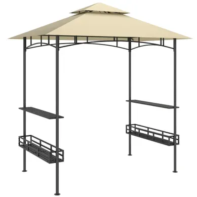 Tonnelle De Barbecue Auvent De Réception Crochet Au Plafond 240x150x257cm Métal Galvanisé Beige