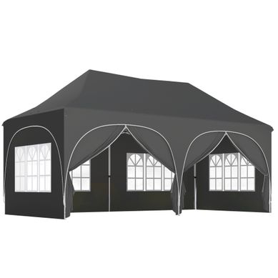 Tonnelle Pliante Barnum Imperméable Anti-uv Parois Latérales Sacs De Sable Métal Gris Foncé Tonnelle Pliante Barnum Imperméable Anti-uv Parois Latérales Sacs De Sable Métal Gris Foncé
