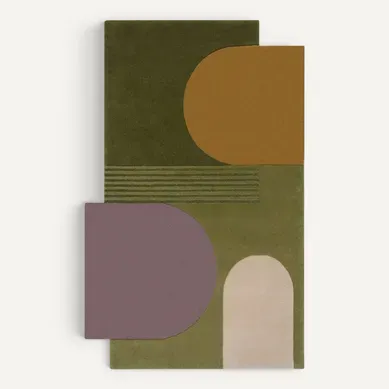 Tapis De Salon Moderne Formal En Laine - Vert - 160x230 Cm