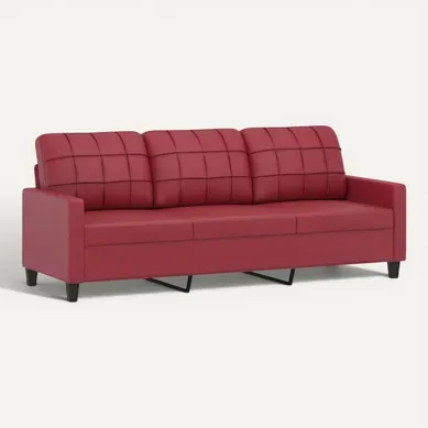 Canapé à 3 Places - Canapé Fixe - Canapé Droit Rouge Bordeaux 180 Cm Similicuir Canapé à 3 Places - Canapé Fixe - Canapé Droit Rouge Bordeaux 180 Cm Similicuir