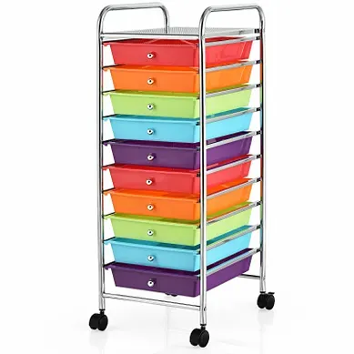 Chariot De Rangement En Métal Chromé Avec 10 Tiroirs 33 X 37 X 86 Cm Multicolore Chariot De Rangement En Métal Chromé Avec 10 Tiroirs 33 X 37 X 86 Cm Multicolore