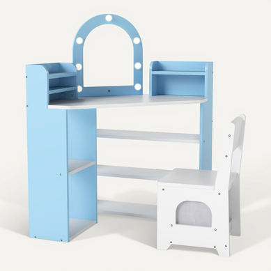Coiffeuse D'angle Pour Enfants Avec Lumières Ensemble Table De Maquillage Princesse et Chaise