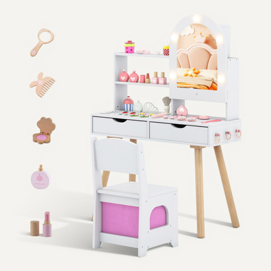 Coiffeuse Pour Enfants Coiffeuse Avec 3 Modes D'éclairage Luminosité Réglable Miroir