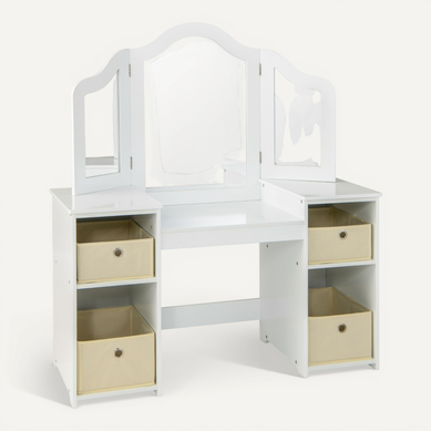 Coiffeuse Pour Enfants Amovible 2 En 1 Avec Coiffeuse Et Bureau Coiffeuse De Maquillage Blanc