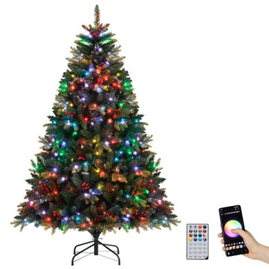 Arbre De Noël Artificiel Pré-éclairé Avec Télécommande Lumières Rgb Multicolores Branches Peetpvc