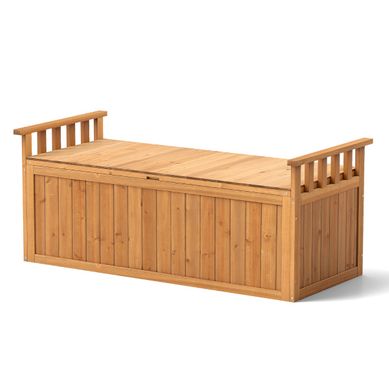 Banc De Rangement à 2 Places Banc D'extérieur 209 L Avec Accoudoirs Coffre De Stockage Bois